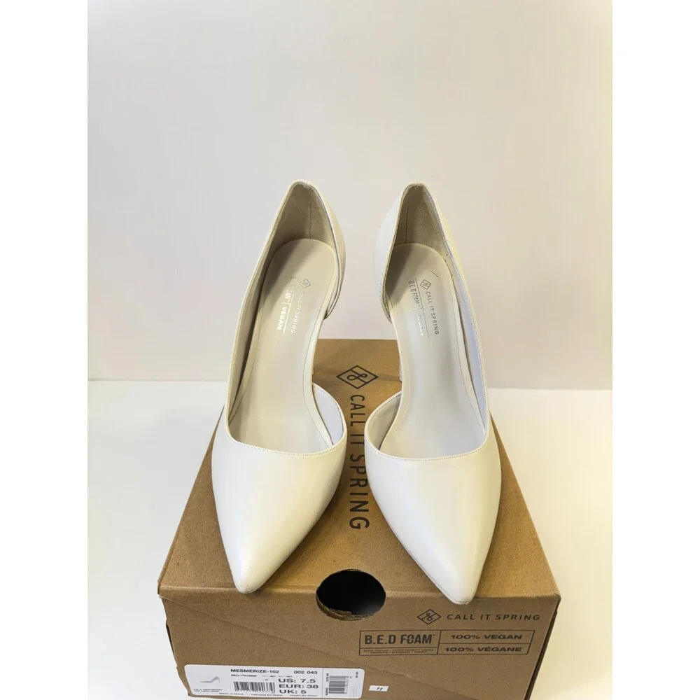Call It Spring Women's Mesmerize Vegan Open-Side Stiletto Pump, Ice US 7.5